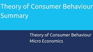 Summary on Theory of consumer behaviour  Theory of Consumer Behaviour  CA CPT  CS amp CMA [upl. by Christianson]