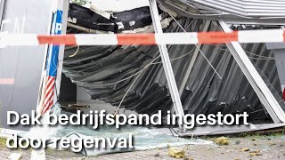 Dak bedrijfspand ingestort door regenval [upl. by Onitnelav]