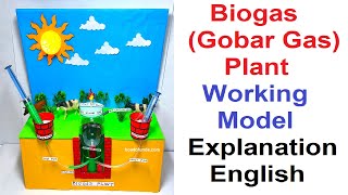 biogas plant working model explanation in english  gobar gas  renewable energy  howtofunda [upl. by Ullyot]