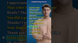 Complimenting Someone  English Conversation  Practice with Responses shrots [upl. by Ayahsal959]