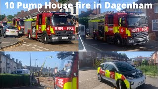 OnScene London Fire Brigade 10 Pump House Fire in Dagenham [upl. by Ginnie]