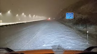 Trucking at Night in the Rockies With a Light Trailer During a Snow Storm First Snow Trip [upl. by Bean2]