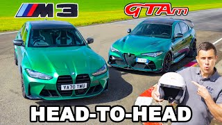 BMW M3 v Alfa Giulia GTAm Review 060mph amp lap time [upl. by Paco]