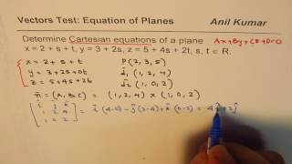 Convert parametric equation to Cartesian equation of Plane [upl. by Yssim]