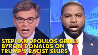 George Stephanopoulos RIPS Byron Donalds For Repeating Racist Kamala Harris Attack [upl. by Iramat]