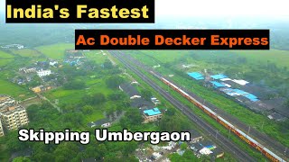 Indias fastest Ac Double Decker Express crossing Umbergaon and Entering Maharashtra [upl. by Arriek]