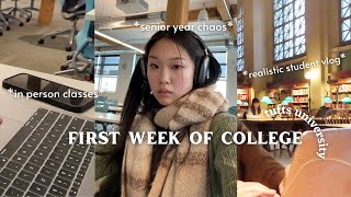 first week of college 📚🎧  senior tufts university in person classes a realistic student vlog [upl. by Pickford477]