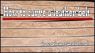 Leather Carving  How to carve a leather belt  leather working [upl. by Doscher]