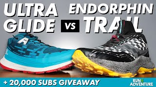 SALOMON ULTRA GLIDE vs SAUCONY ENDORPHIN TRAIL  Best Cushioned Trail Shoes  Run4Adventure [upl. by Rotow]