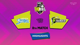 Highlights 8th Match Adelaide Strikers Women vs Sydney Thunder Women  8th Match ADSW VS SYTW [upl. by Adnavoj362]