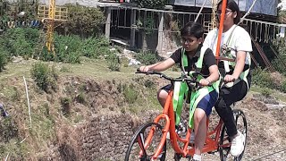 Ropeway cycling  ropeway  adventures  air cycling  rope swing  masti with adventure [upl. by Acinomahs]