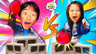 Boys VS Girls Breaking Bricks Challenge [upl. by Notterb25]