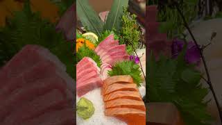 The delicious sea urchin sashimi Japanese yellowtail sashimi fresh otoro sashimi Hokkaido Hotate [upl. by Nahtan]