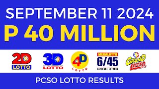 Lotto Result Today 9pm September 11 2024  PCSO Complete [upl. by Ahseela804]