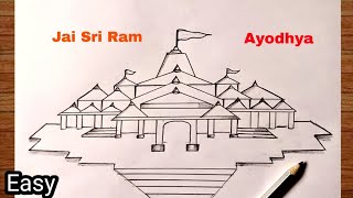 Ayodhya Ram Mandir Drawing Easy  Ram Mandir Drawing Sketch  How To Draw Ram Mandir [upl. by Dnomyaw]