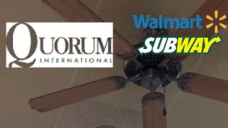 52” Quorum Capri Ceiling Fans In The Steelyard Commons Walmart Subway [upl. by Ailelc]