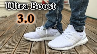 Ultra Boost 30 quotTriple Whitequot OnFeet  Detailed Close Up w Different Pants [upl. by Oratnek886]