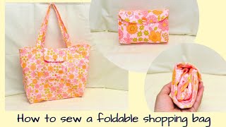 How to Sew a Foldable Shoppping BagDIY Market BagEcofriendly shopping bag [upl. by Ecirtel]