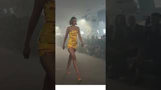 Gigi Hadid viral Dress Made of DHL Yellow Packing Tape shorts [upl. by Akinna]