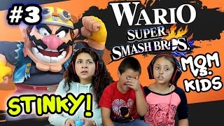 MOM vs KIDS  Super Smash Bros 4 Wii U  SO STINKY w Wario Foe Battle Part 3 FACE CAM [upl. by Austina]