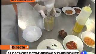 Receta de Alcachofas con vieiras y chipirones ED [upl. by Vlada]