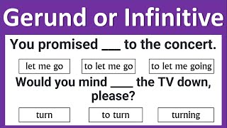 Gerund and Infinitive Quiz  Grammar Test [upl. by Lotsyrc]