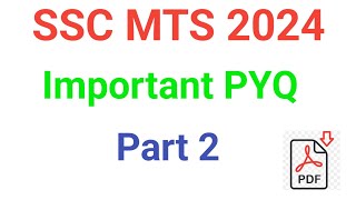 quotSSC MTS 2024 Important PYQ Series Part 2quot [upl. by Hardie]