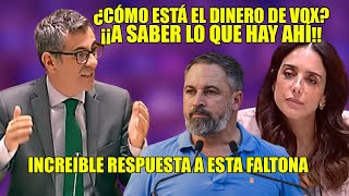 ¡PUNTITO EN BOCA👏Bolaños SE CORONA ante FALTONA de VOX👏 ¿Cómo está el DINERO ¡A saber lo q HAY ahí [upl. by Attenyt]