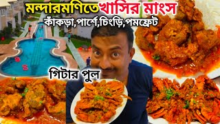 Mandarmani তে কাঁকড়াপমফ্রেটচিংড়িদেশি খাসির মাংস দিয়ে ভোজ সঙ্গে বিরাট গিটারে ঝাঁপ দিলাম Parthking [upl. by Anaib]