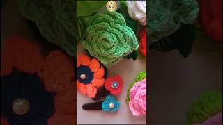 Crochet Hair Accessories crochet crochetflower crochethairclip crochethairband crochetbow [upl. by Ayerim944]