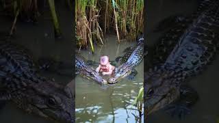 Two Alligators Guard an Abandoned Baby  Mothers Should Pay Attention to Their Children [upl. by Sharia137]