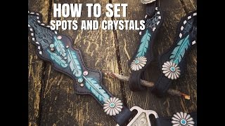 How to set spots and crystals into leather  Leather working tips Crimson Willow [upl. by Gnak66]