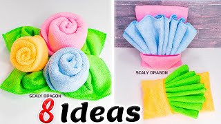 8 IDEAS para doblar 🧺TOALLAS de baño mantas o trapos de forma 🌸CREATIVA [upl. by Kristo856]