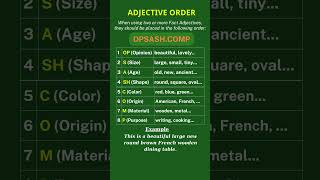 ADJECTIVE ORDER  Essential Grammar Guide kiwilearningenglish Adjectiveorder englishgrammar [upl. by Suanne]