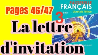 La lettredinvitation 🖍️Manuel passerelle 📚 3èmeannée collège [upl. by Nayve]