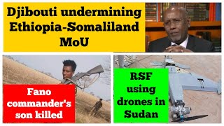 Djibouti undermines Ethiopia Somaliland MoU  Fano commanders son killed RSF using drones in Sudan [upl. by Dnalkrik481]