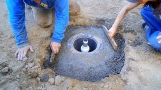 Pouring Concrete support for Koi Ponds Bottom Drain  Part 19 [upl. by Sitelc561]