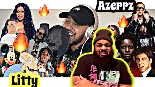 AZERRZ  Hit Rap Songs in Voice Impressions 2  REACTION [upl. by Ching]