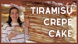 22LAYER TIRAMISU CREPE CAKE  Espresso Crepes amp Mascarpone Filing [upl. by Valerlan832]