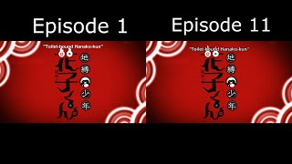 Jibaku Shounen Hanakokun地縛少年花子くん Episode 1 and 11 Opening Comparison [upl. by Aiyot]