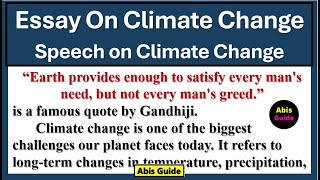 Climate change Essay in English  Climate change speech in English  Climate change Global warming [upl. by Elocon94]