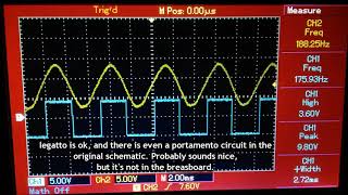 Penfold Guitar Tracker Synth on Breadboard first test of FV converter circuit with 555 timer IC [upl. by Bazil]