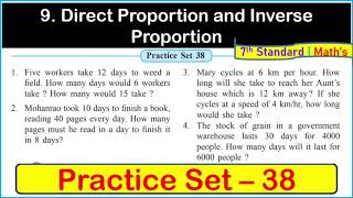 Practice set 38 class 7 maths  Direct Proportion and Inverse Proportion  Maharashtra state board [upl. by Malcolm]