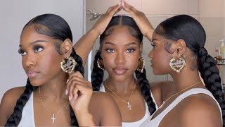 easy pigtailstwo braided ponytails tutorial ft silviax jewelry🤍 [upl. by Amora]