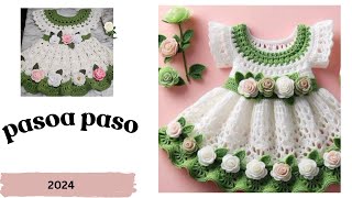 🎞️vestido a crochet para niña facil de hacer vestidode crochet ganchillo viralcrochet [upl. by Tremayne]