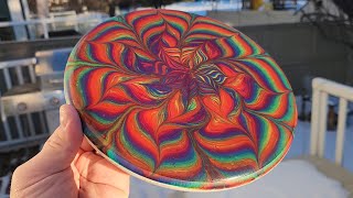 Lets Try a Floral Split Cup Technique  Disc Golf Floetrol Dye Tutorial fluidart acrylicpainting [upl. by Khalid]