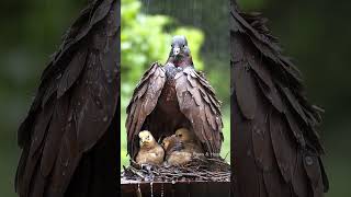 Mother Pigeon Sheltering Her Chicks from the Rain mother birds pigeon [upl. by Ebag368]