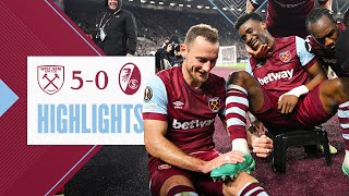 West Ham 50 SC Freiburg  Hammers Cruise Into QuarterFinals  UEFA Europa League Highlights [upl. by Oznohpla]