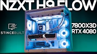 WHITEOUT NZXT H9 FLOW  7800X3D  RTX 4080  Aorus Elite AX ICE B650 [upl. by Bates93]