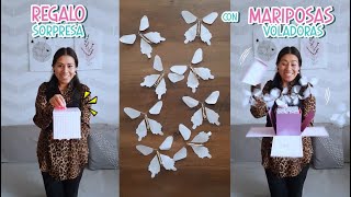 CAJA SORPRESA CON MARIPOSAS VOLADORAS🎁🦋Moldes Gratis  Divas Creativas [upl. by Greysun]